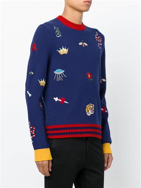 navy blue gucci sweater|gucci rib blue sweaters.